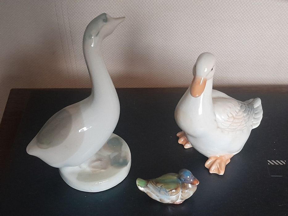 Фарфоровые статуэтки гуси,утки