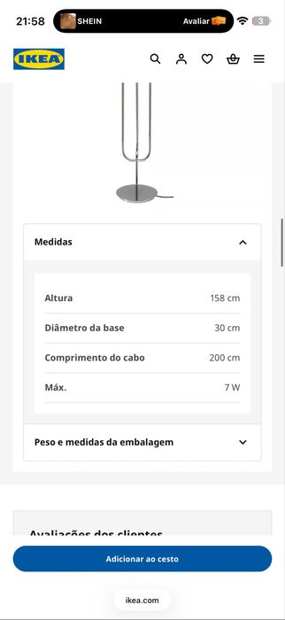 Candeeiro de pe novo