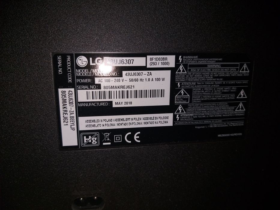 Телевизор  LG -43UJ6307
