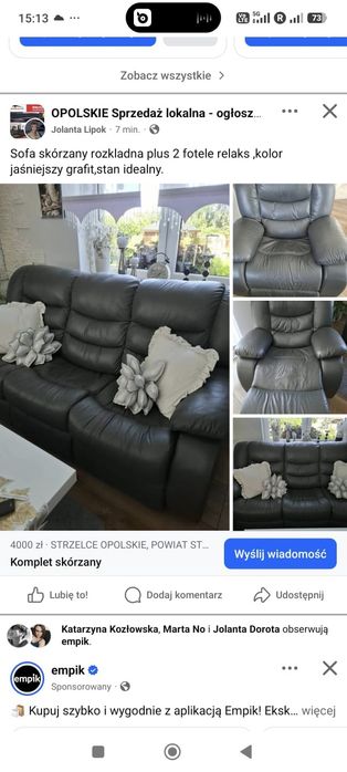 Sofa plus dwa fotele.