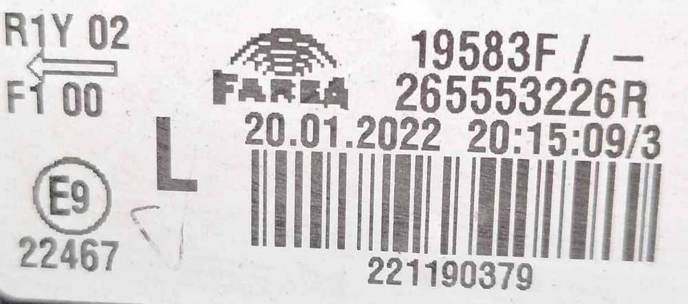 Farolim da Mala Esquerdo 265553226R - RENAULT CLIO V