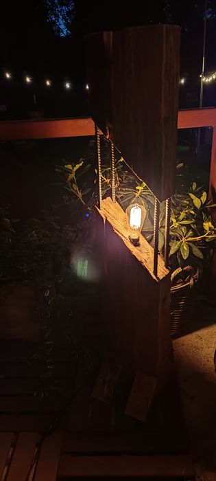 Lampa naturalna z drewna drewniana loft Boho tarasowa balkonowa ogród