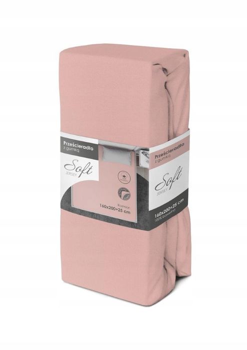 Prześcieradło 160x200 z Gumką Jersey Różowe Róż Jasny  Bawełniane