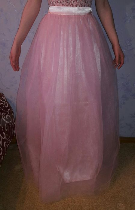Юбка из фатина в пол, фатиновая юбка светло-розового цвета. Новая.