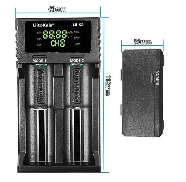 LiitoKala Lii-S2 зарядний пристрій зарядка для батарейок rechargeable