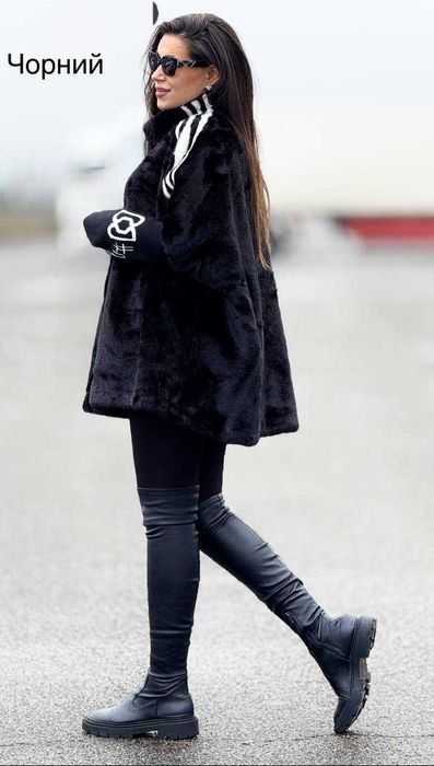 Шубка оверсайз с капюшоном Шубка под норку с лампасами Разные цвета