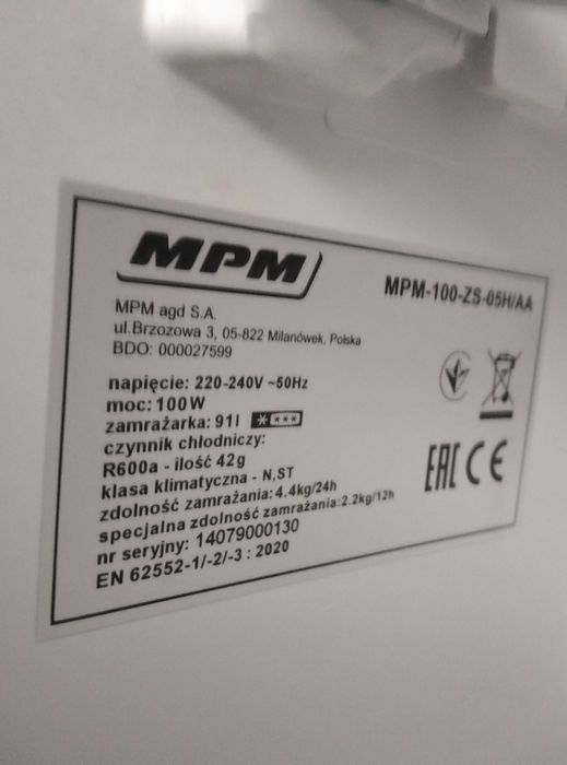 Sprzedam zamrażarkę MPM 100 ZS