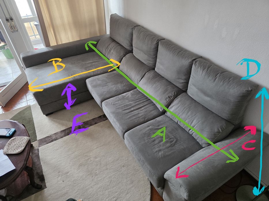 Sofá cinza chaise longues