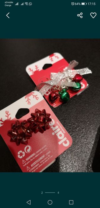 Świąteczne kolczyki firmy Claire's