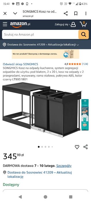 SONGMICS Kosz na odpady kuchenne