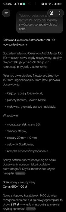Teleskop celestron astro master 130 + dodatkowe soczewki księżycowe