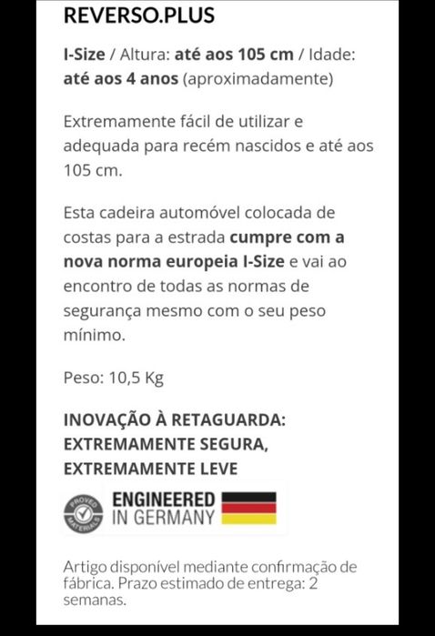 Cadeira auto grupo 0/1 concord reverso plis