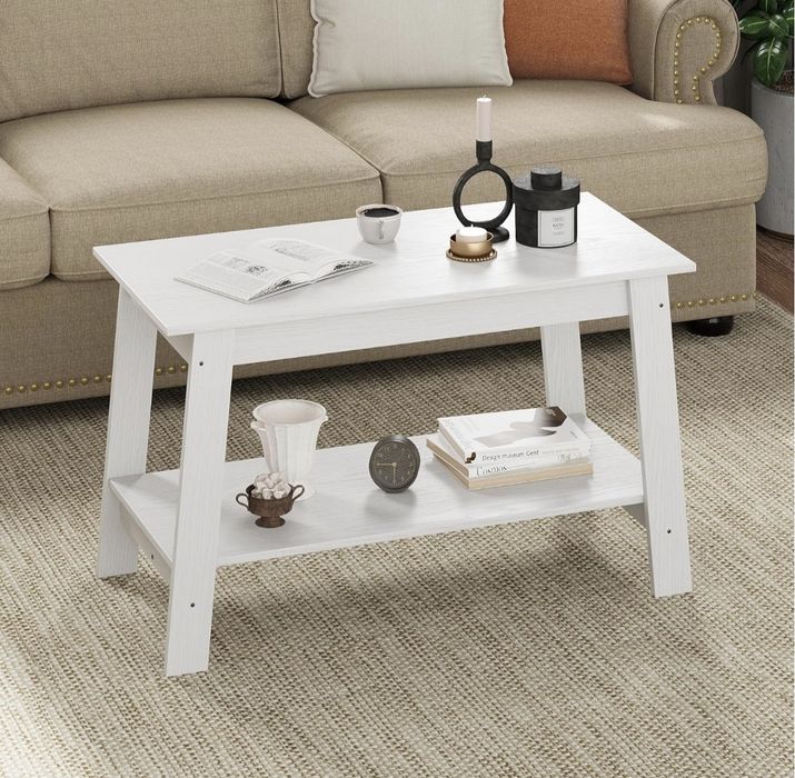 Mesa de centro industrial, design rústico em madeira de 80 cm, móvel moderno estilo quinta com arrumação multifuncional de 2 níveis para sala de estar