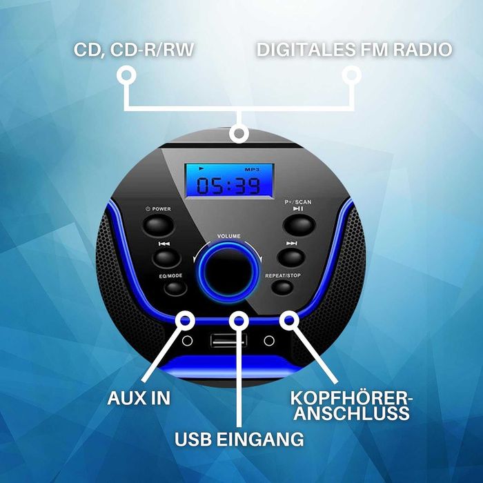 LONPOO LP-D02 odtwarzacz CD - Boombox - CD/CD-R - USB - Radio FM