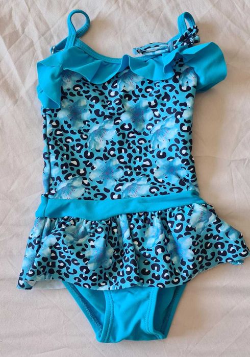 Fato de banho com folhos para bebé menina