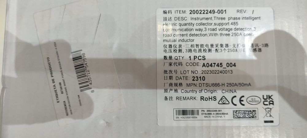 Medidor Huawei DTSU666-H  solar