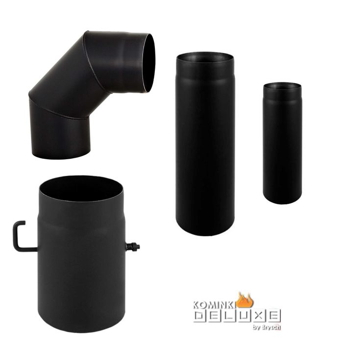 Kolano kolanko rura czarna 150 mm oraz stalowe nierdzewna