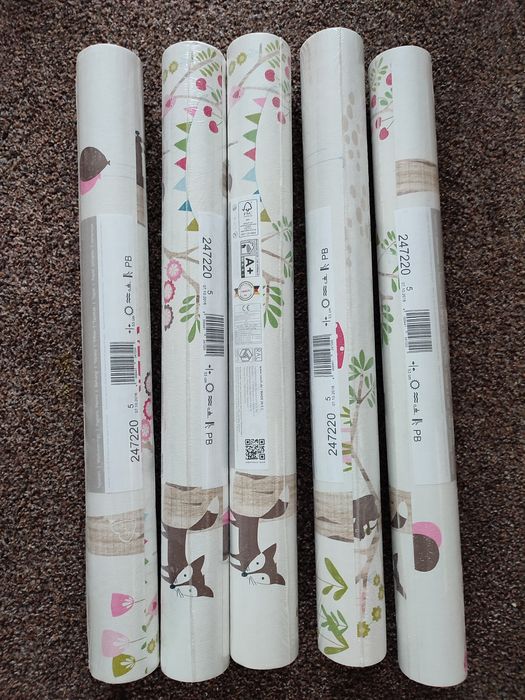 Tapeta ścienna w zwierzątka Bambino firmy Rasch - 5 sztuk.