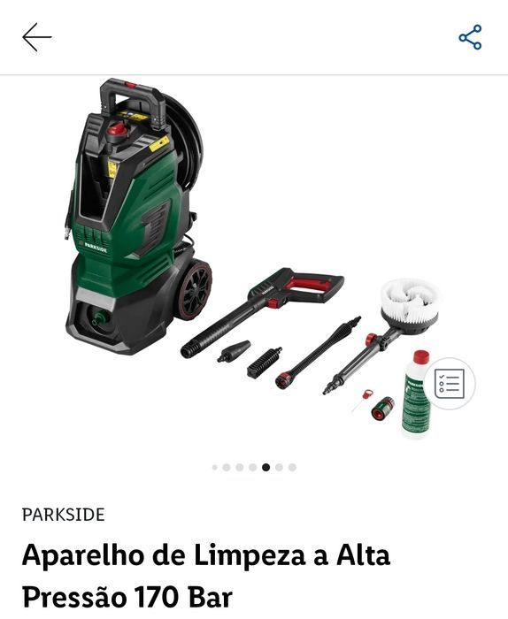 Máquina lavar limpar alta pressão 170 bar PARKSIDE