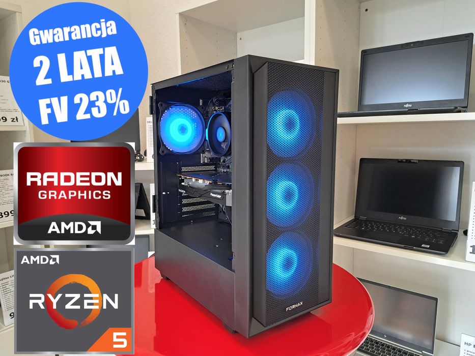Nowy OD RĘKI Komputer Gamingowy Ryzen 5 5500 16GB RAM 1TB SSD NVME RX 7600 8GB Win11 Gwrancja 24mc Faktura 23%