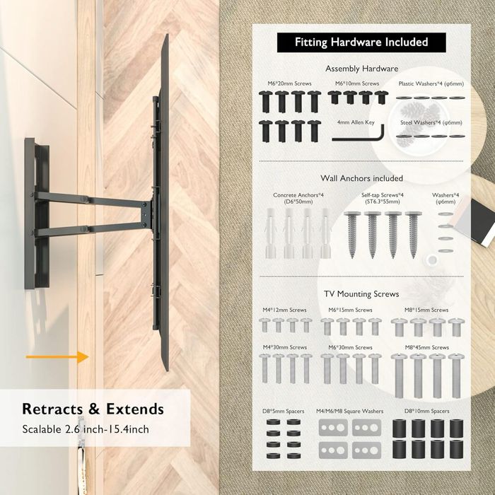 BONTEC Uchwyt ścienny do Telewizora 32-84'' Obrotowy, CT135B