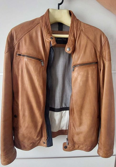 Casaco castanho pele genuína - Massimo Dutti