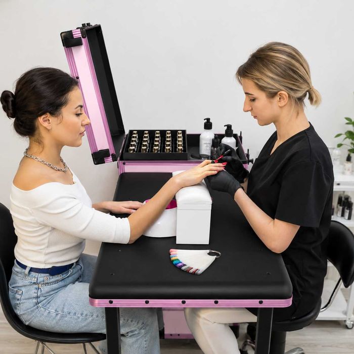 Mesa de Manicure Profissional Portátil em Mala