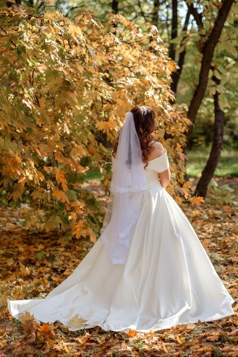 Свадебное атласное платье (Q атлас Чайка)