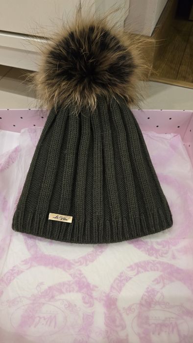 Czapka z kaszmirem i wełną La vitta khaki