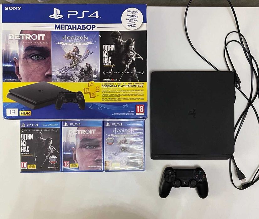 Playstation 4 SLIM 1TB + 3 гри