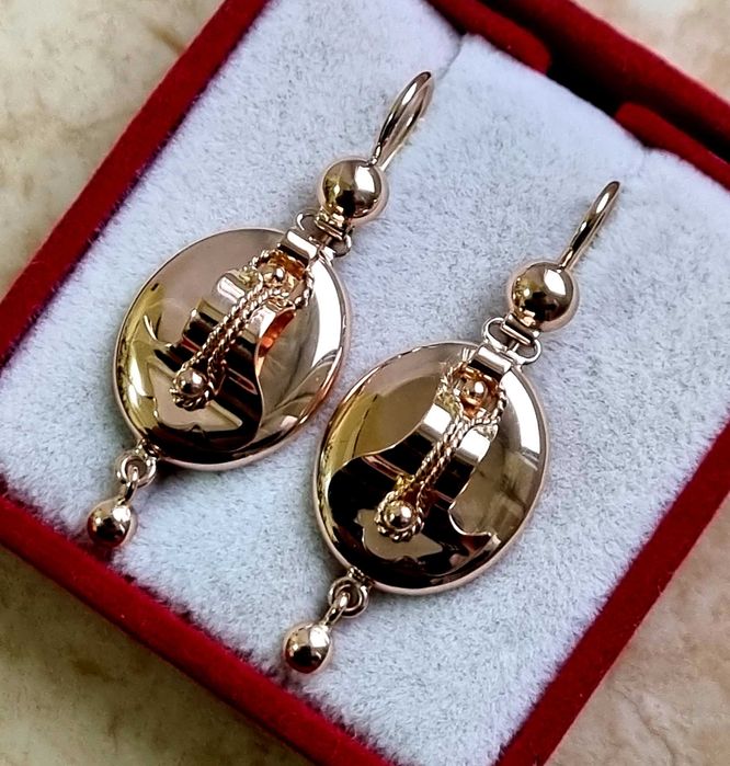 Золотые серьги самовары, фонарики, лиры, 583 проба СССР.