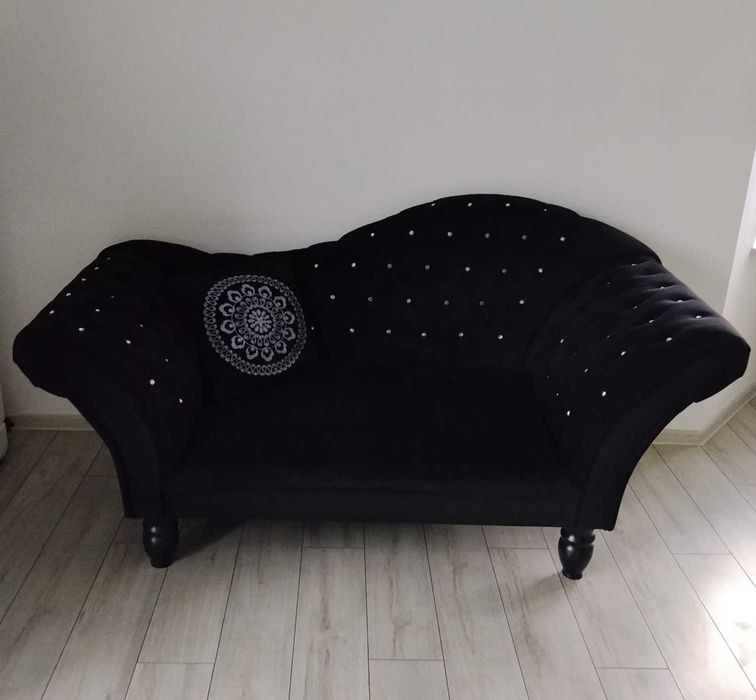 Kanapa Sofa Glamour Szezlong czarna welur