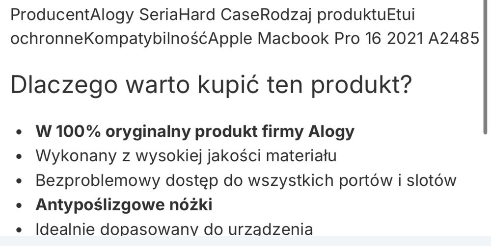 Etui Hard Case do Apple Macbook Pro 16 2021 A2485 matowy biały nowe