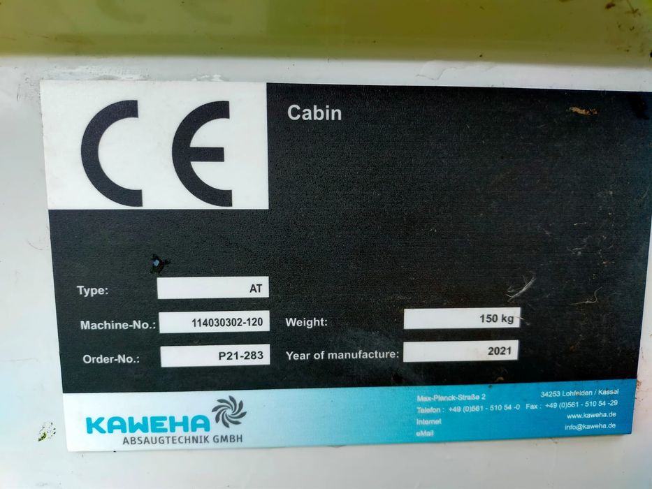 Kabina odpylająca kaweha