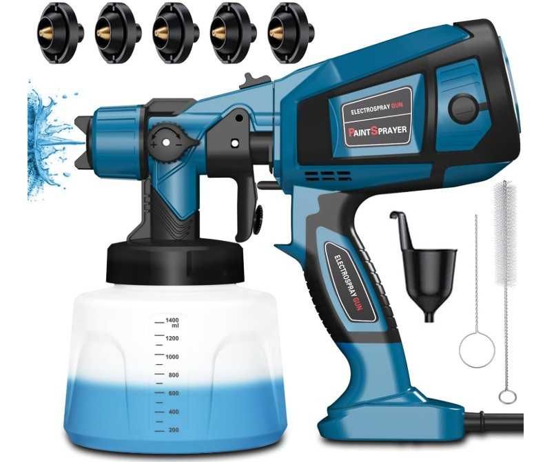 Elektryczny pistolet do malowania 800W, 5 dysz, 1400ml Lutranstra