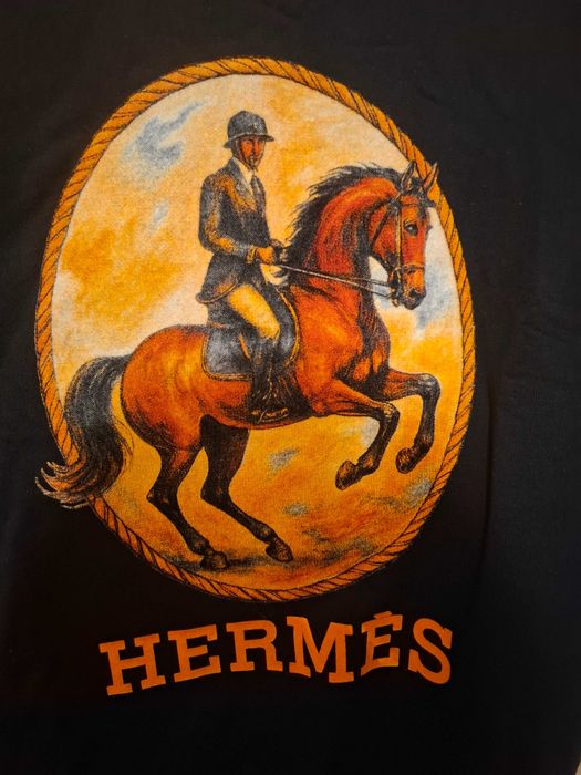 Bluza Hermes czarna z pomarańczowym nadrukiem