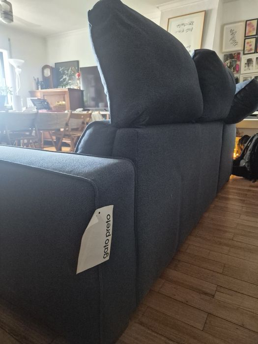 Sofá Cama com Chaise Longue Reversível e Encosto Reclinável