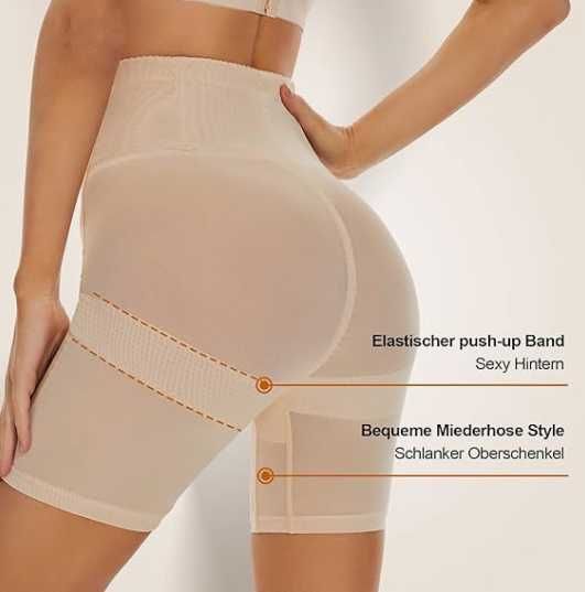 SIMIYA Beżowe Majtki Modelujące XXL – Wysoki Stan, Push-Up,