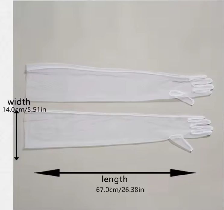 Длинные прозрачные фатиновые перчатки сетка
