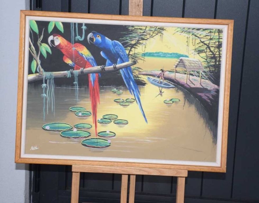 Quadro pintado pelos índios da Amazónia brasileira (assinado pelo autor)