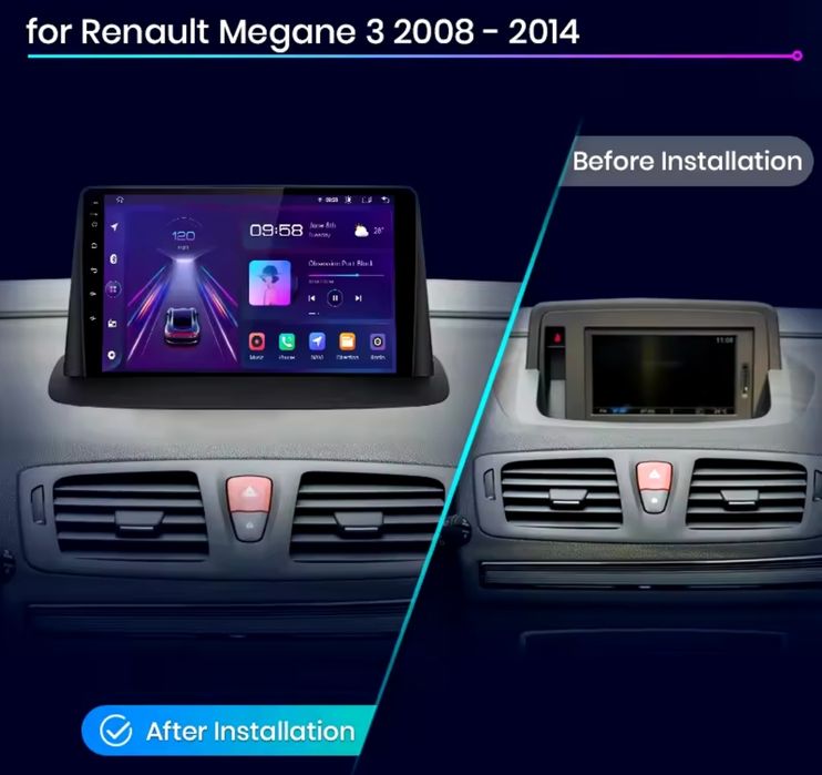 Radio Android Megane 3 + 4 GB RAM + 32 GB ROM + Carplay + GPS (Novos)