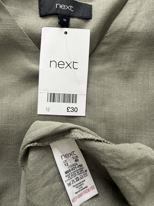 Next krótka sukienka lniana khaki