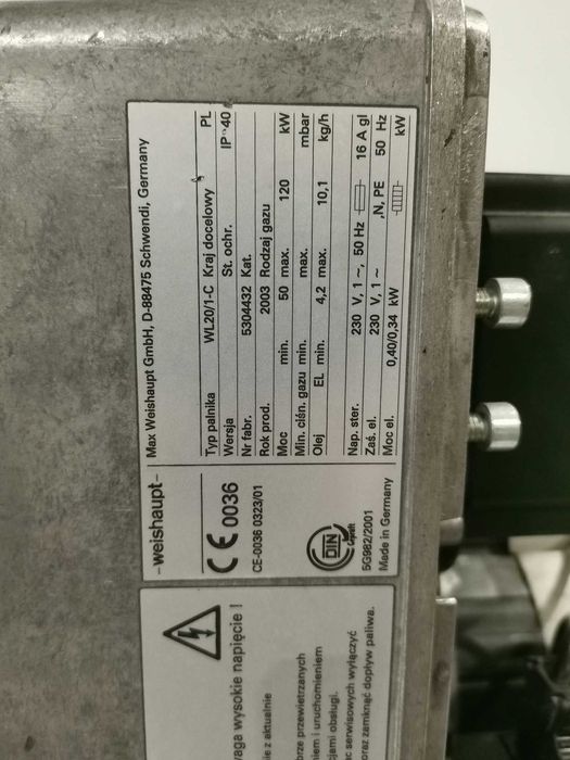 Palnik olejowy Weishaupt WL 20/1-C 50-120 kW 1-stopniowy