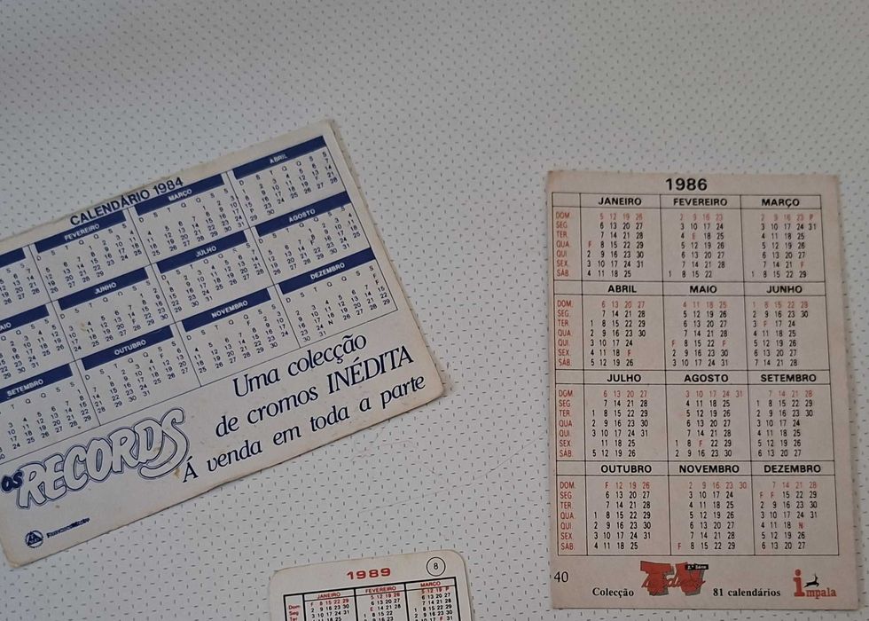 Calendários vintage: Manil, Máquinas Quentes, México 86, TV Topdisco