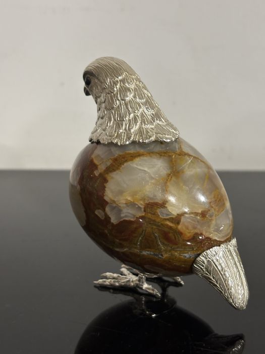 Codorniz (ave, perdiz) cordona em prata portuhuesa e pedra semp precio