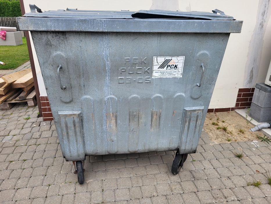 Kontener metalowy ocynkowany na odpady 1100 l – na kołach