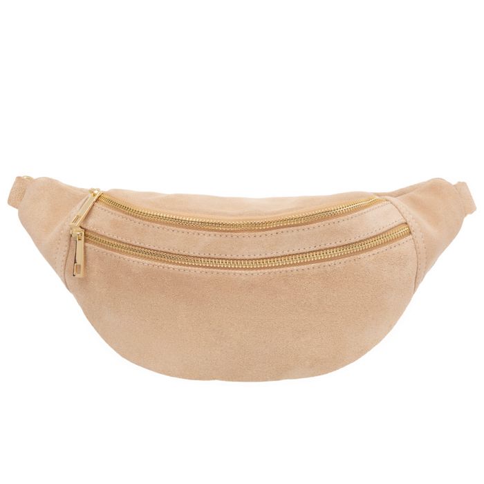 VERA PELLE nerka zamszowa saszetka biodrówka V660 beżowa