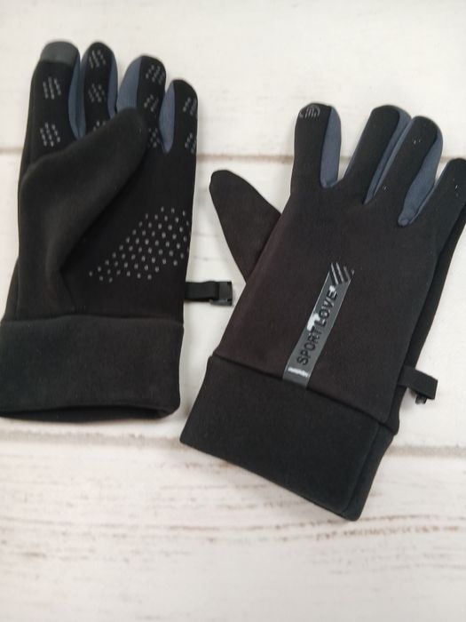 Rękawiczki sportowe zimowe czarne antypoślizgowe do biegania na rower