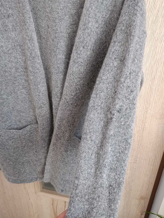 Wełniany szary kardigan M HM premium mohair blend