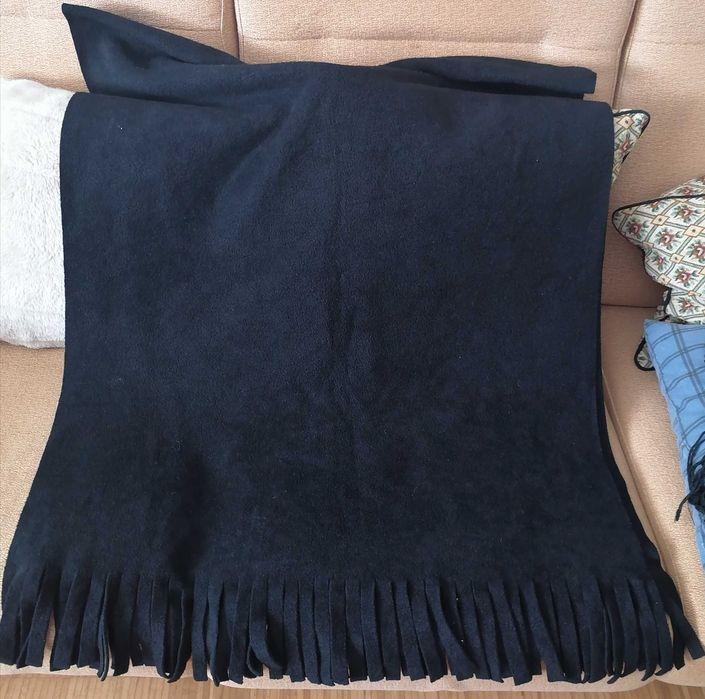 Soft black fleece scarf